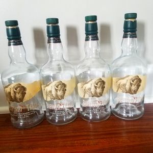 Four Empty Buffalo Trace bourbon bottles